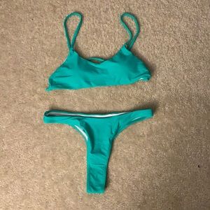 Teal thong bikini